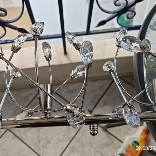 Ceiling light set with Swarovski crystals, stainless steel, G9 bulbs