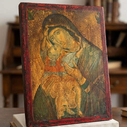 Panagia Kykkotissa Icon on Wood like new, 28 x 21.5 cm
