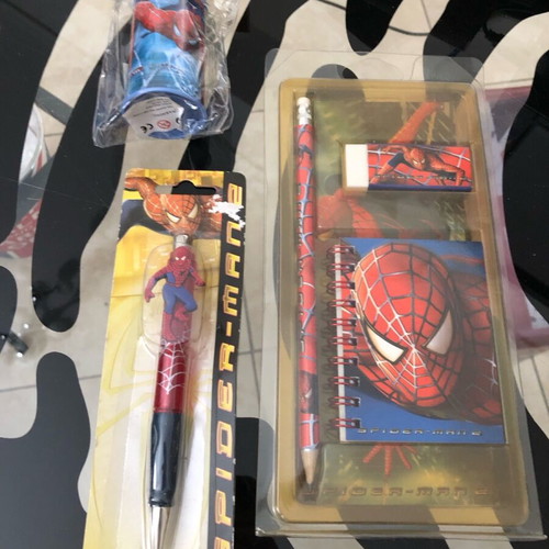 Spider-Man 2 Movie school set with small notepad, pencil, eraser, sharpener, and pen