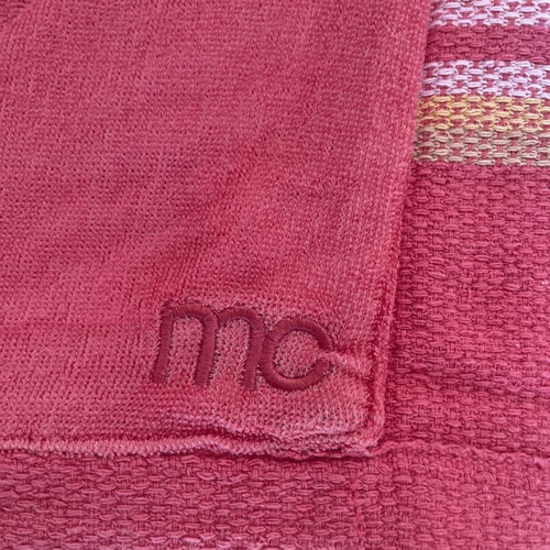 Vintage Marie Claire double-sided beach towel used, fuchsia