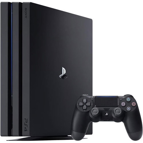 PlayStation 4 Pro console used, 1TB SSD, black, with controller and Ghost of Tsushima