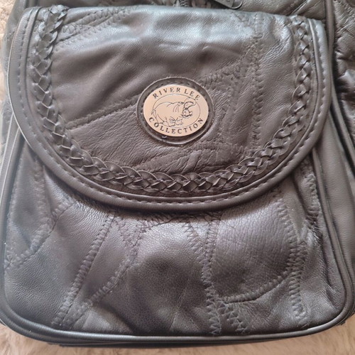 Vintage leather backpack bag new, black, 80-90s