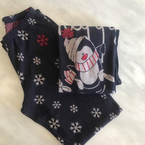 Happy People winter pajama set dark blue with Christmas designs like new