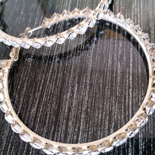 Large hoop earrings with rhinestones like new