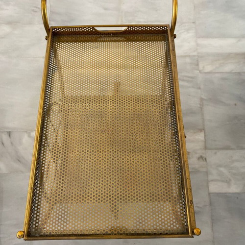 Serving cart/bar used, metal with glass surface