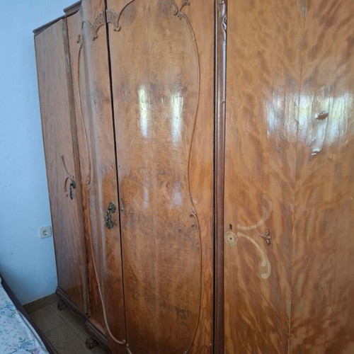 Vintage handmade antique wardrobe used, wooden
