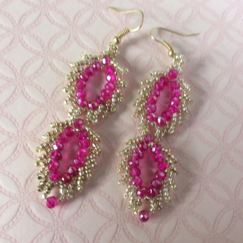Barbie handmade earrings new, pink with Swarovski
