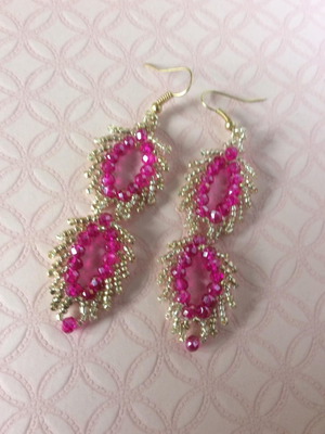 Barbie handmade earrings new, pink with Swarovski