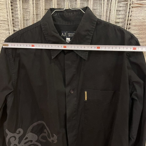 Armani Jeans men's black cotton shirt used, size M, embroidered