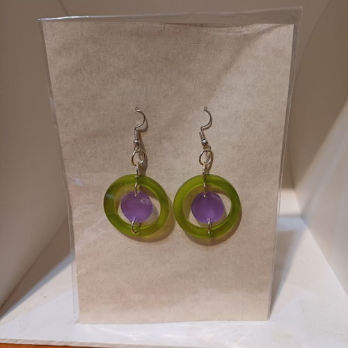 Earrings made of recycled plexiglass new, 3cm length, surgical steel hooks