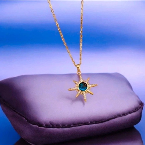 Steel necklace with galaxy new, blue and gold
