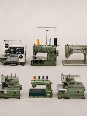 Professional sewing machines and fabric processing equipment used