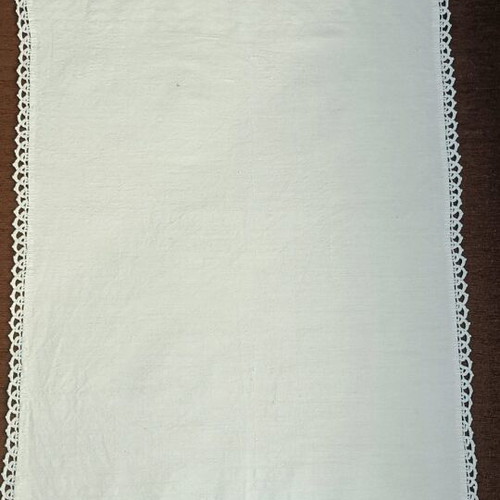 Woven kitchen towel with handmade lace made to order