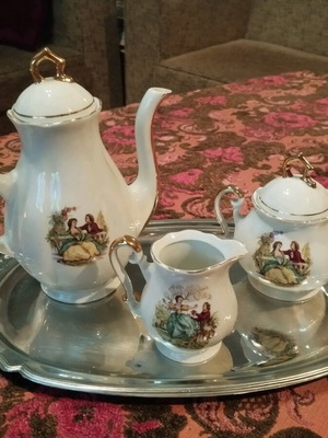 Vintage tea set used with silver-plated tray
