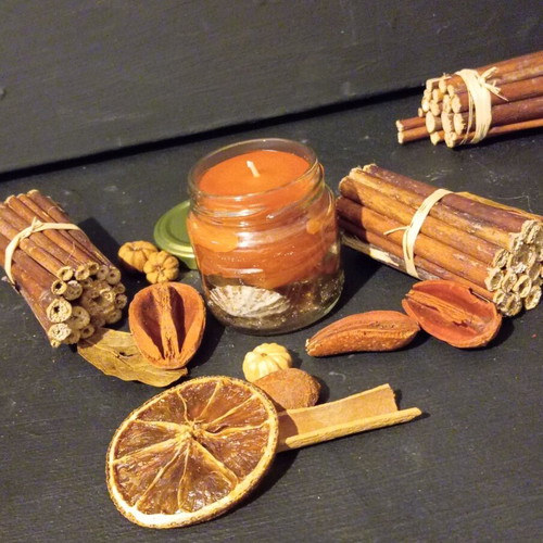 Cocoa scented candle new in small jar with lid