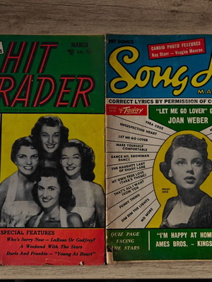 Hit Parader and Song Hits music magazines used vintage 1955, pack of 2