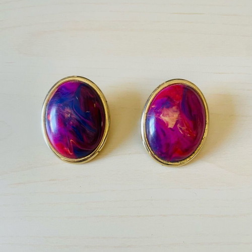Vintage earrings used, colorful 80's style