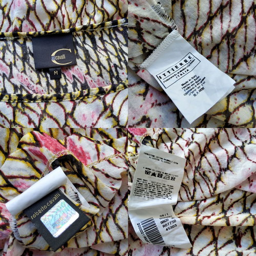Just Cavalli vintage Y2K reptile print cotton mesh top, pink multicolor