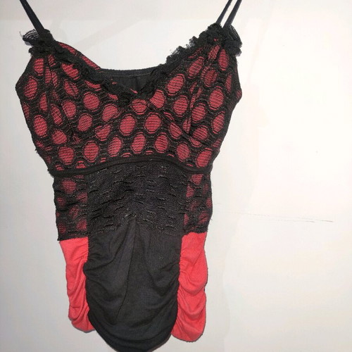 Evening top used, black and orange, size S