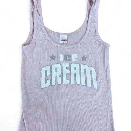 Pink ribbed tank top with ice cream print