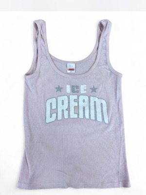 Pink ribbed tank top with ice cream print