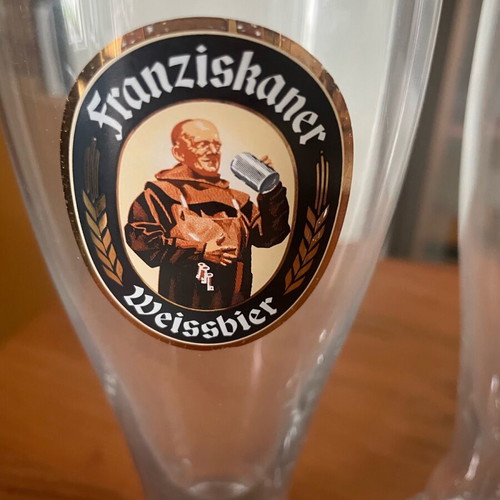 Franziskaner beer glasses used with label wear