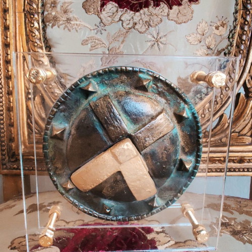 Decorative bronze Spartan war shield used