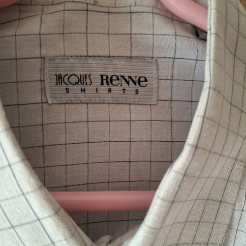 Jacques Renne Men's Shirt Like New, Size L, White Blue