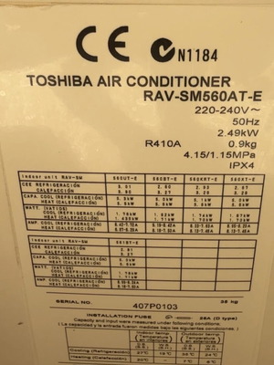Toshiba Inverter Air Conditioner 19000 BTU used, Made in Japan
