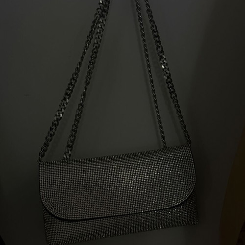 Evening bag with strass like new, silver, handheld
