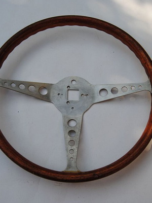 Austin Mini Cooper S 1965 steering wheel used, wood and aluminum 38 cm