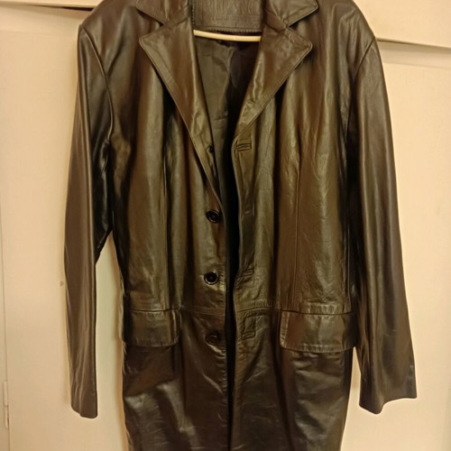 Ricano men's leather coat new, black semi-glossy, size M/L