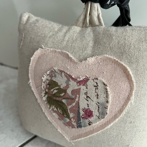 Door stopper linen with heart like new