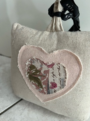 Door stopper linen with heart like new
