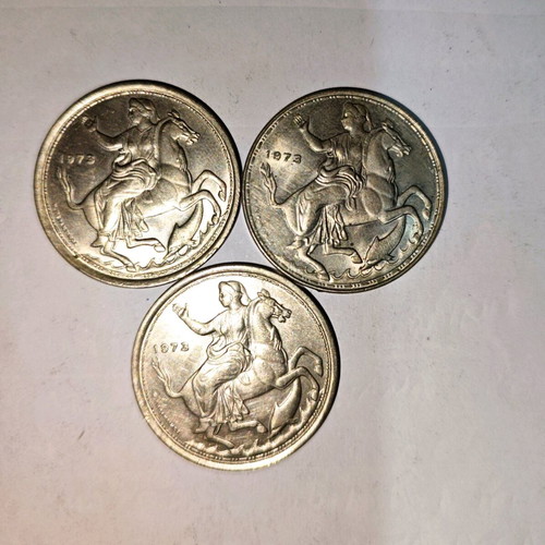 20 Drachma Coins used, pack of 3, 1973