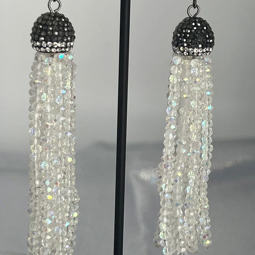 Handmade Beaded Tassel Earrings New Elegant Pearl Fringe Drop