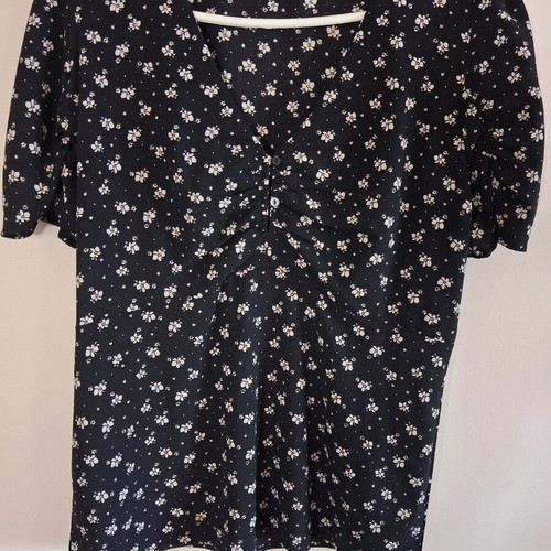 Mango floral blouse black used, size L