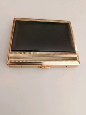 Vintage θήκη τσιγάρων PEARL επιχρυσωμένη με μαύρο δέρμα σαν καινούργια