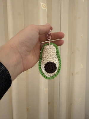 Avocado keychain handmade, new, beige and green