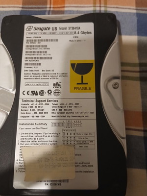 Σκληρός δίσκος HDD Seagate U8 ST38410A 3,5" 8.4 GB μεταχειρισμένος, ATA, συλλεκτικό