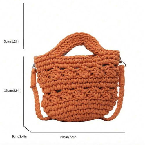 Knitted orange handbag new with strap