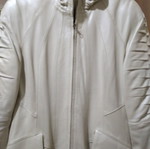Leather coat women’s unused, white-beige, Medium