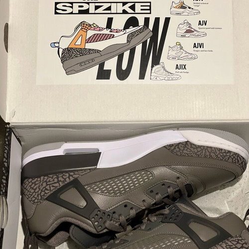 Air Jordan Spizike Low Cave Stone Anthracite new leather athletic shoes size 44
