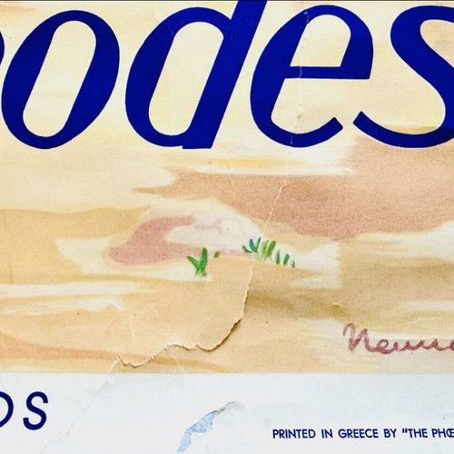 EOT Rhodes Acropolis of Lindos Vintage Poster used 1952