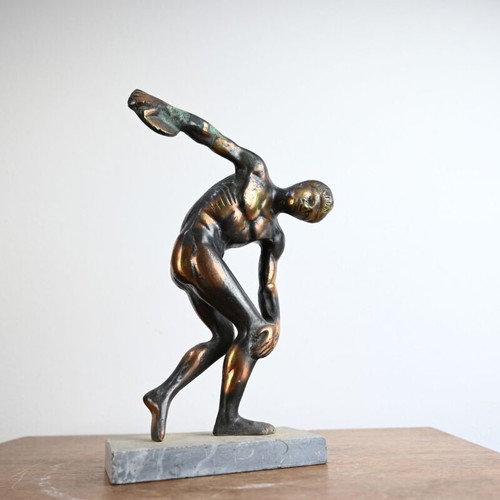 Bronze Discobolus Decorative Statue used, 28 cm height