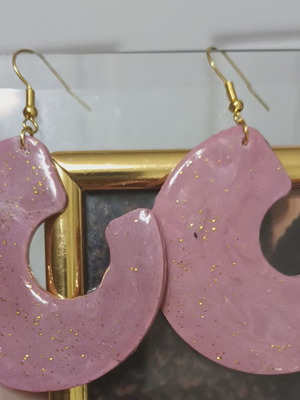 Earrings made of liquid glass new, with gold or silver clasp