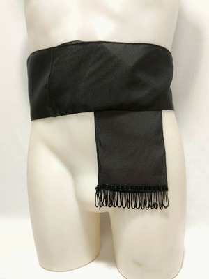 Children's traditional black sash with fringes 165x12cm Palatino new