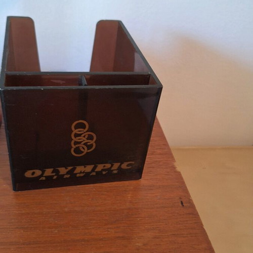 Olympic Airways pencil holder used with signs of wear and age