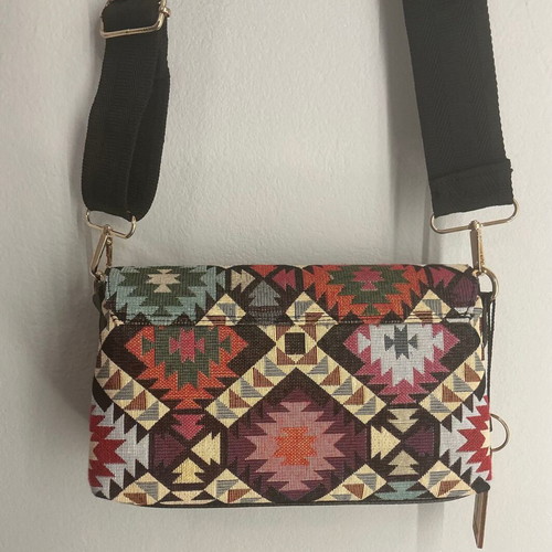 Dolce crossbody bag with ethnic pattern new, multicolor