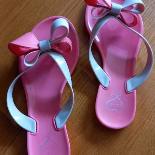 Axel flip-flops like new, size 36-37, coral with double bow